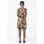 VALLORIYA – Women’s Beige and Black Floral Print Button-Down Tunic Top with Long Sleeves Available Size or Sizes S-M-L-XL-XXL-XXXL